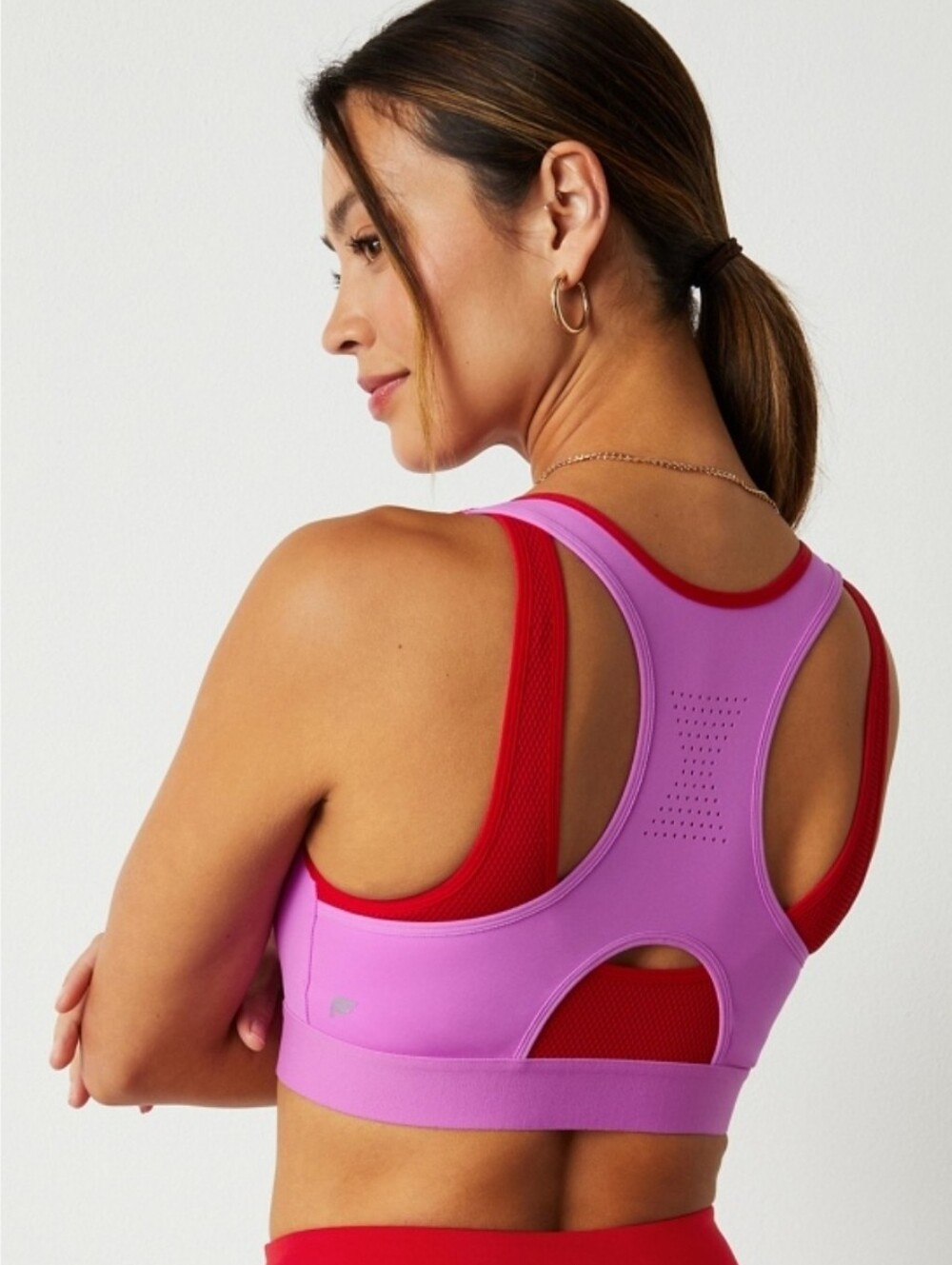 Fabletics Pink Front-Zip Sports Bra Size M